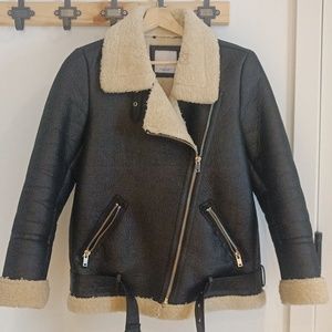 Mango faux shearling lined jacket